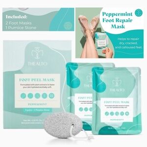 Thealto Peppermint Foot Peel Mask Set - 2 Pairs + Pumice Stone